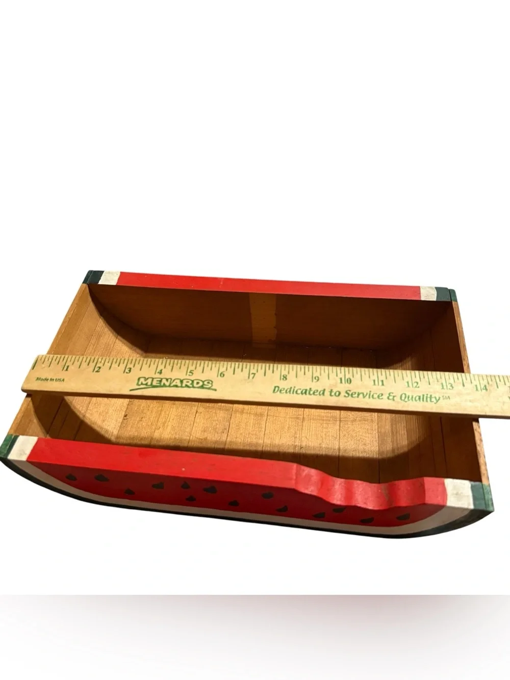 Vintage Handcrafted Wood Watermelon Basket W/ Plate Folk Art Picnic